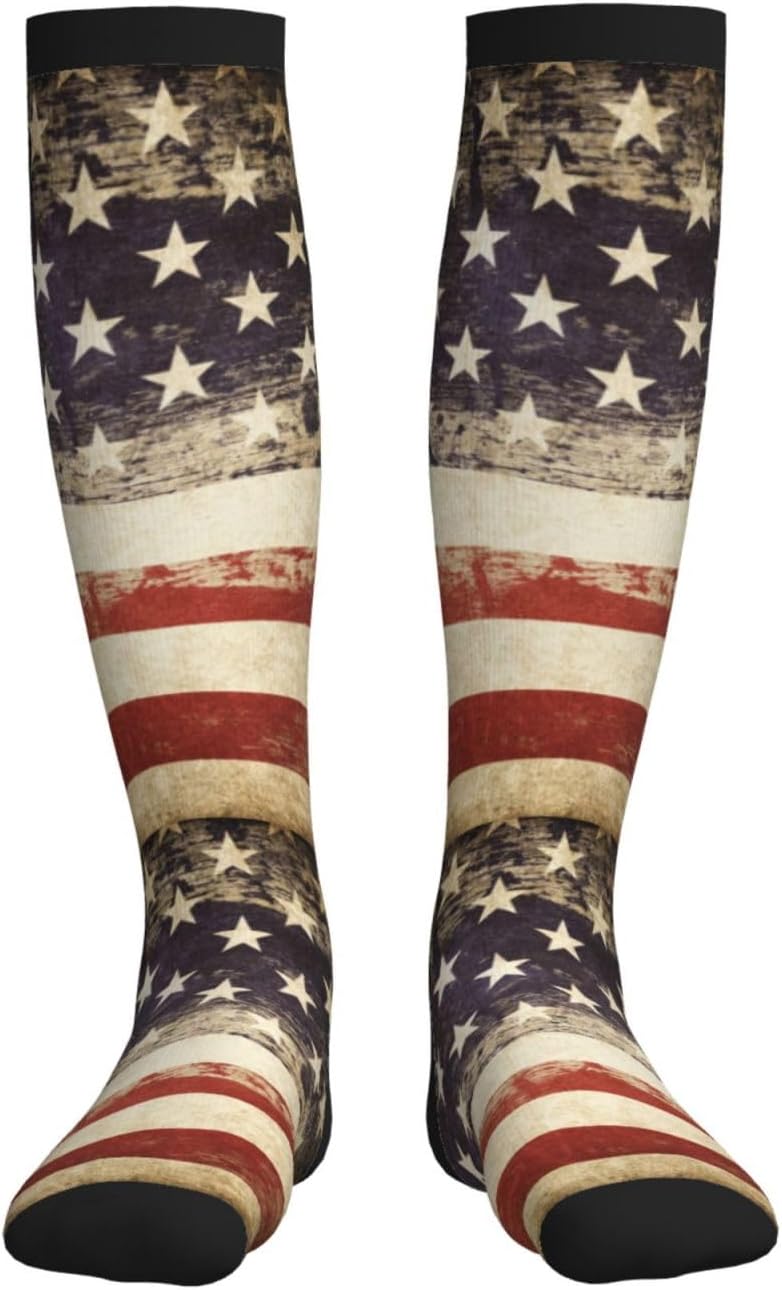 Figtihw Tie Dye Compression Socks Knee High Support Socks For Women Men Running Athletic Hiking - Image 3